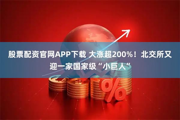 股票配资官网APP下载 大涨超200%！北交所又迎一家国家级“小巨人”